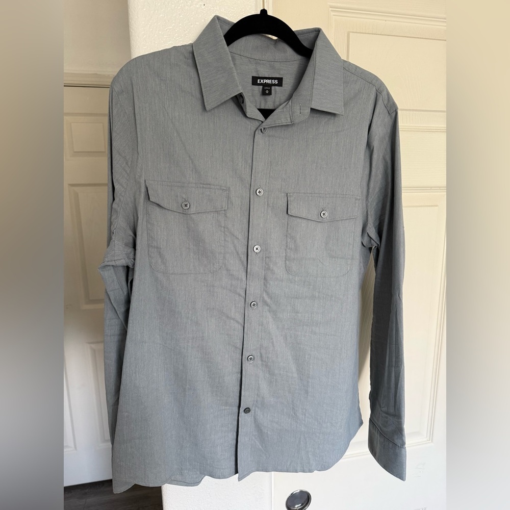 Express Men's Casual Gray Button-Down Shirt